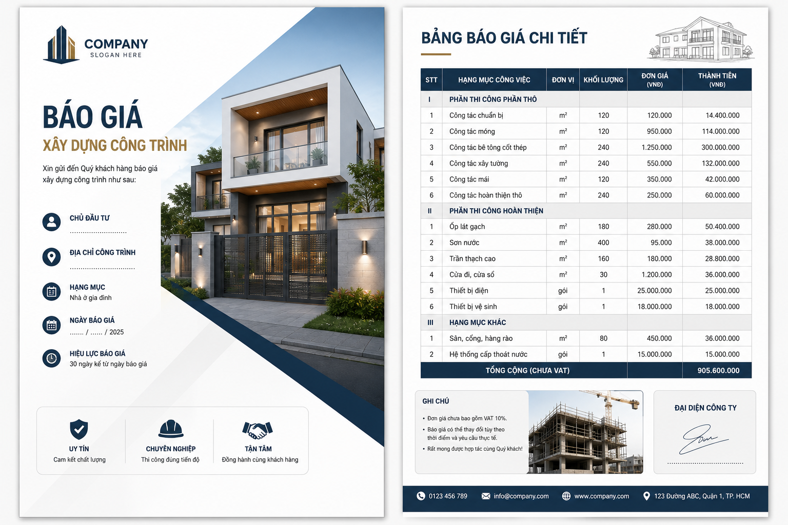 Mẫu báo giá xây dựng công trình là gì?