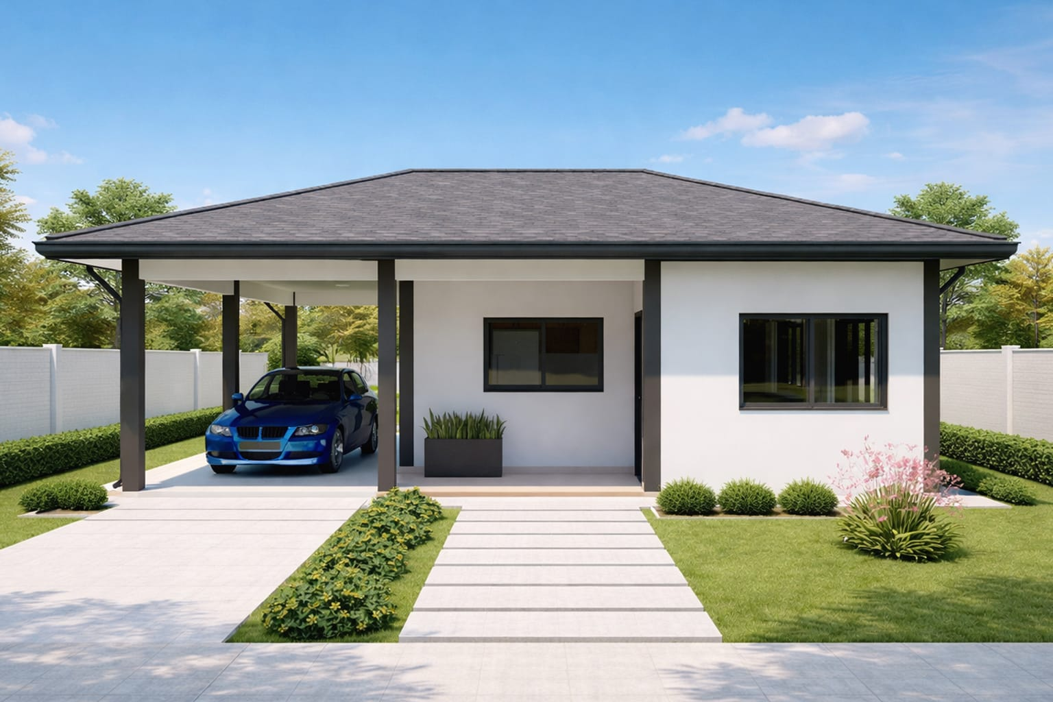 Mẫu nhà 6x15m có gara ô tô