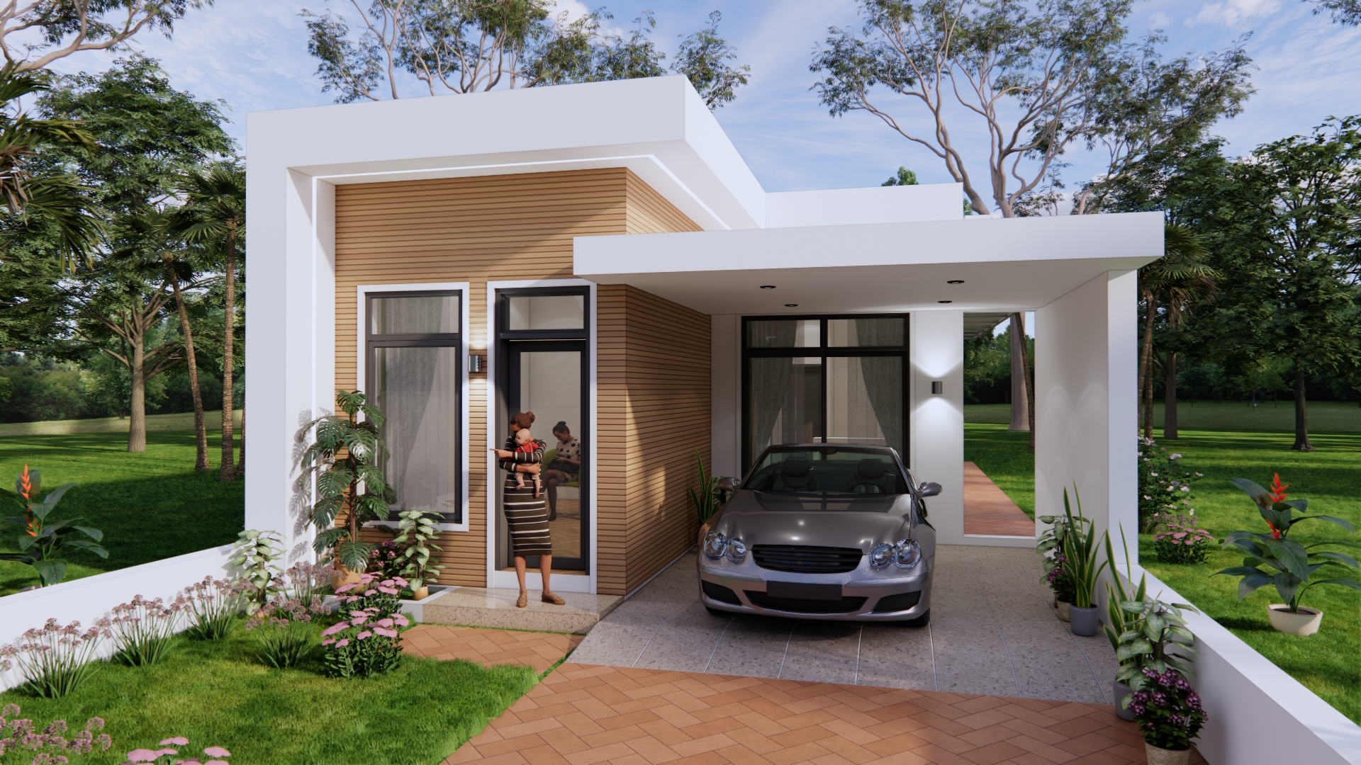 Mẫu nhà 6x15m có gara ô tô