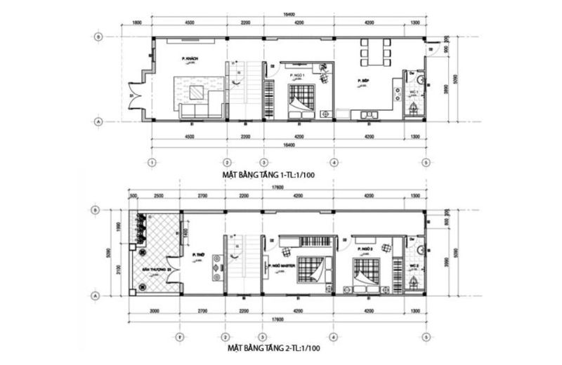 mẫu nhà phố 2 tầng 5x15