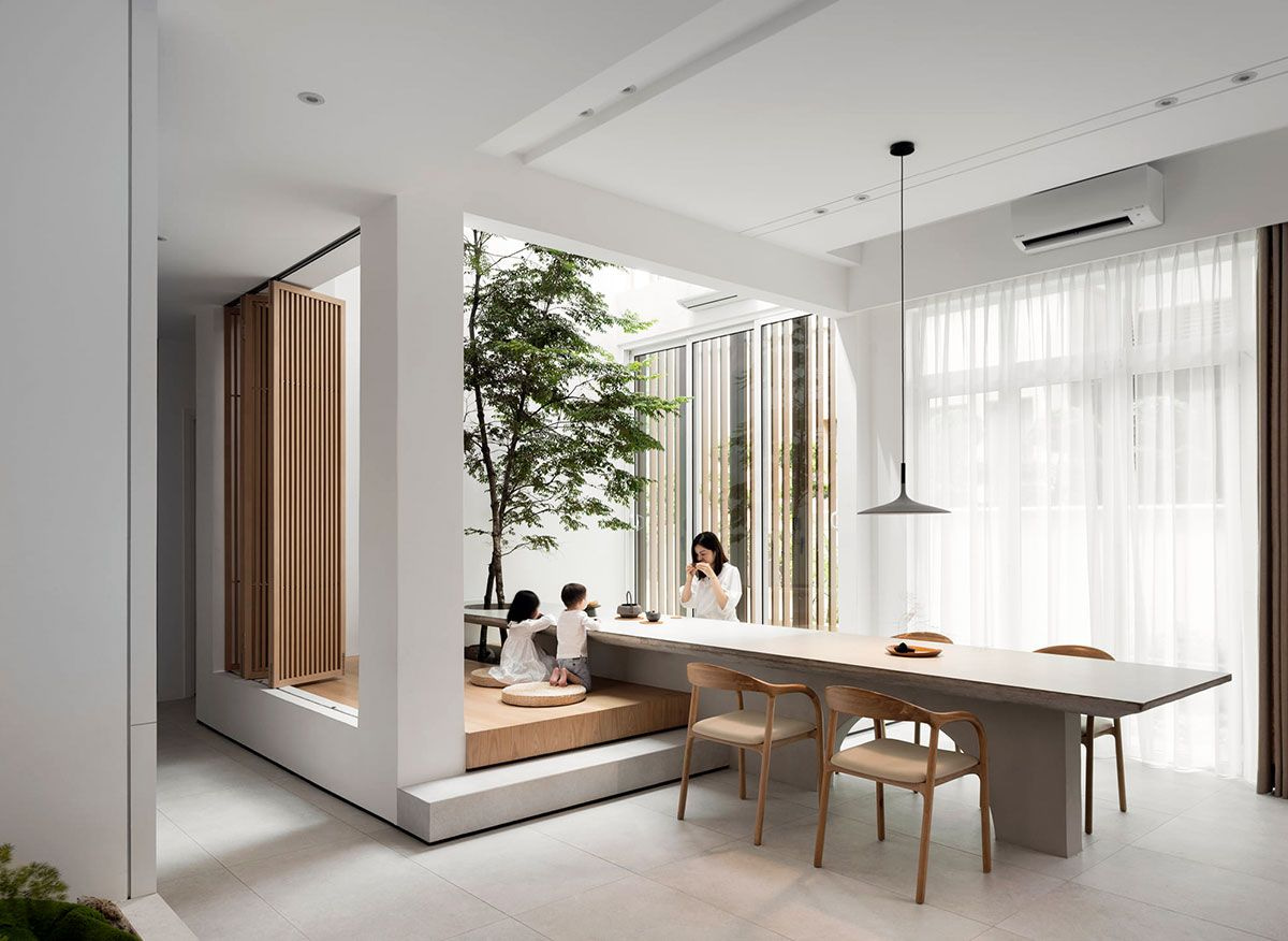 Mẫu thiết kế nội thất nhà phố 5x20 phong cách Japandi