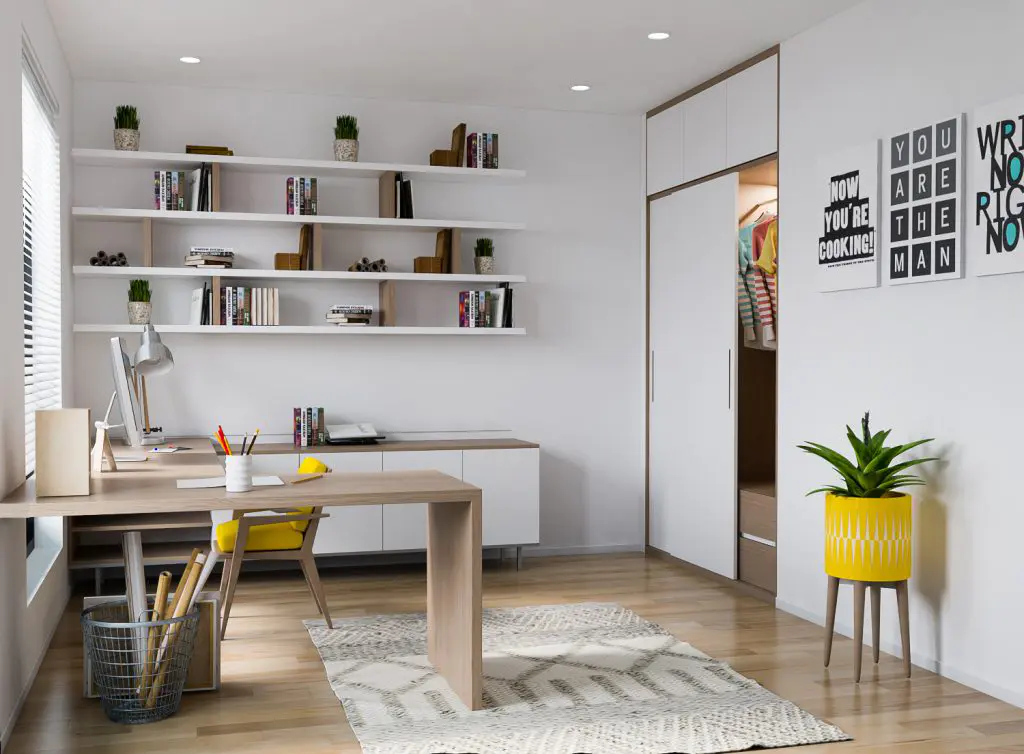 Mẫu thiết kế nội thất nhà phố 5x20 kết hợp không gian làm việc tại nhà