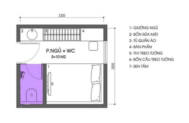 thiết kế nội thất phòng ngủ 10m2