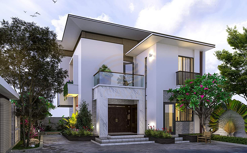 Biệt thự 2 tàng sẽ có không gian rộng, tạo cảm giác thoáng đãng 