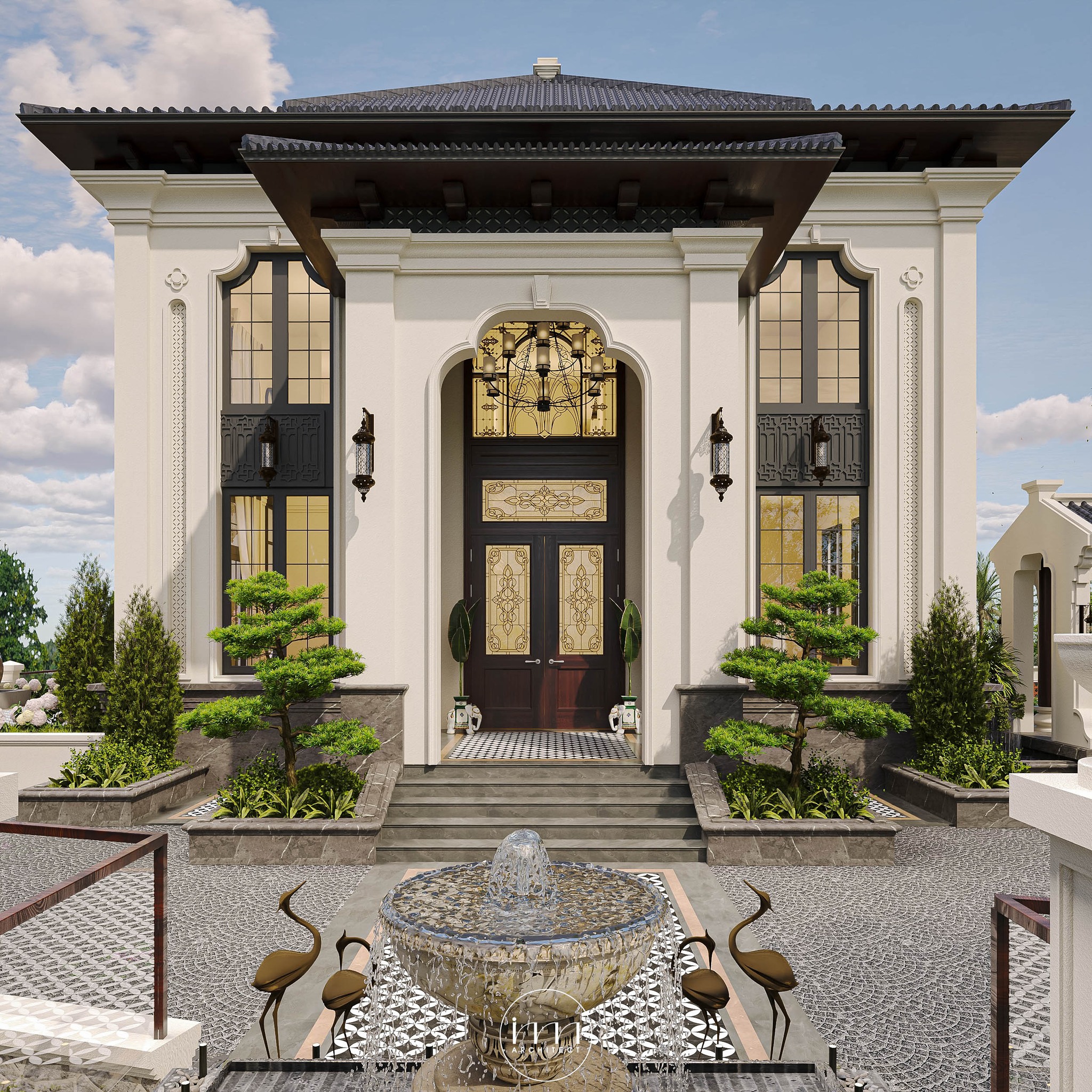 Biệt thự phong cách Indochine với thiết kế bề thế, phù hợp cho gia đình đa thế hệ