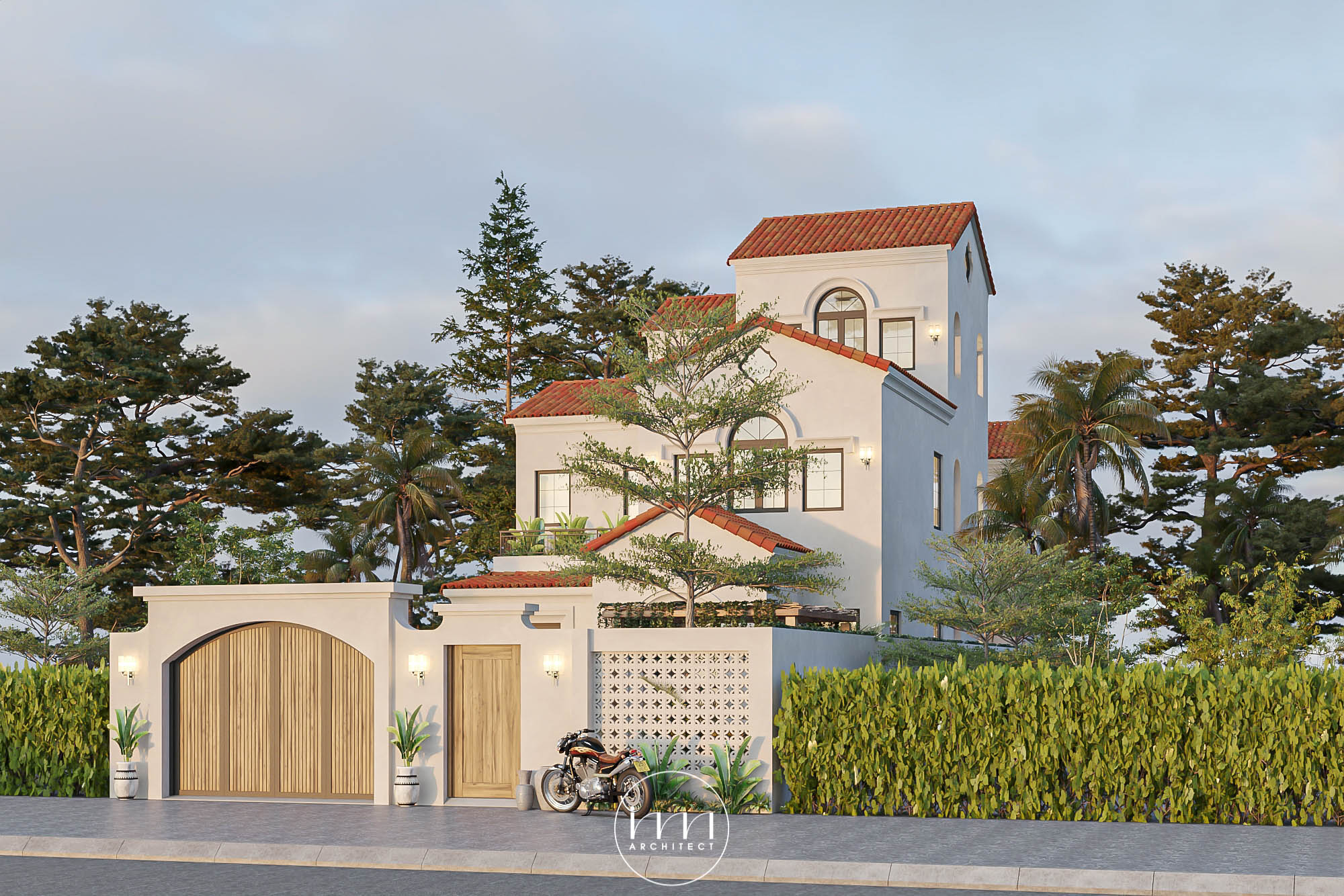 Một thiết kế nhà phố phong cách Địa Trung Hải hiện đại do đội ngũ KTS IMA Việt Nam thiết kế tại Phú Quốc