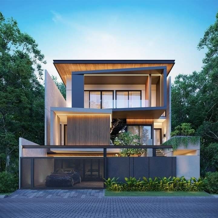 Biệt thự hiện đại 3 tầng với khoảng sân vườn nhỏ