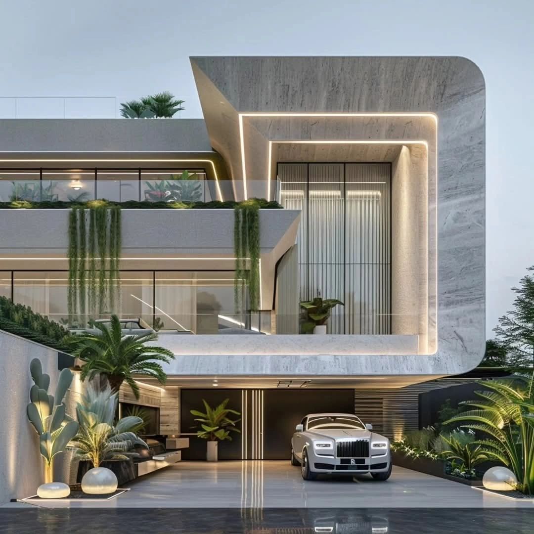 Thiết kế biệt thự hiện đại với mặt tiền lớn