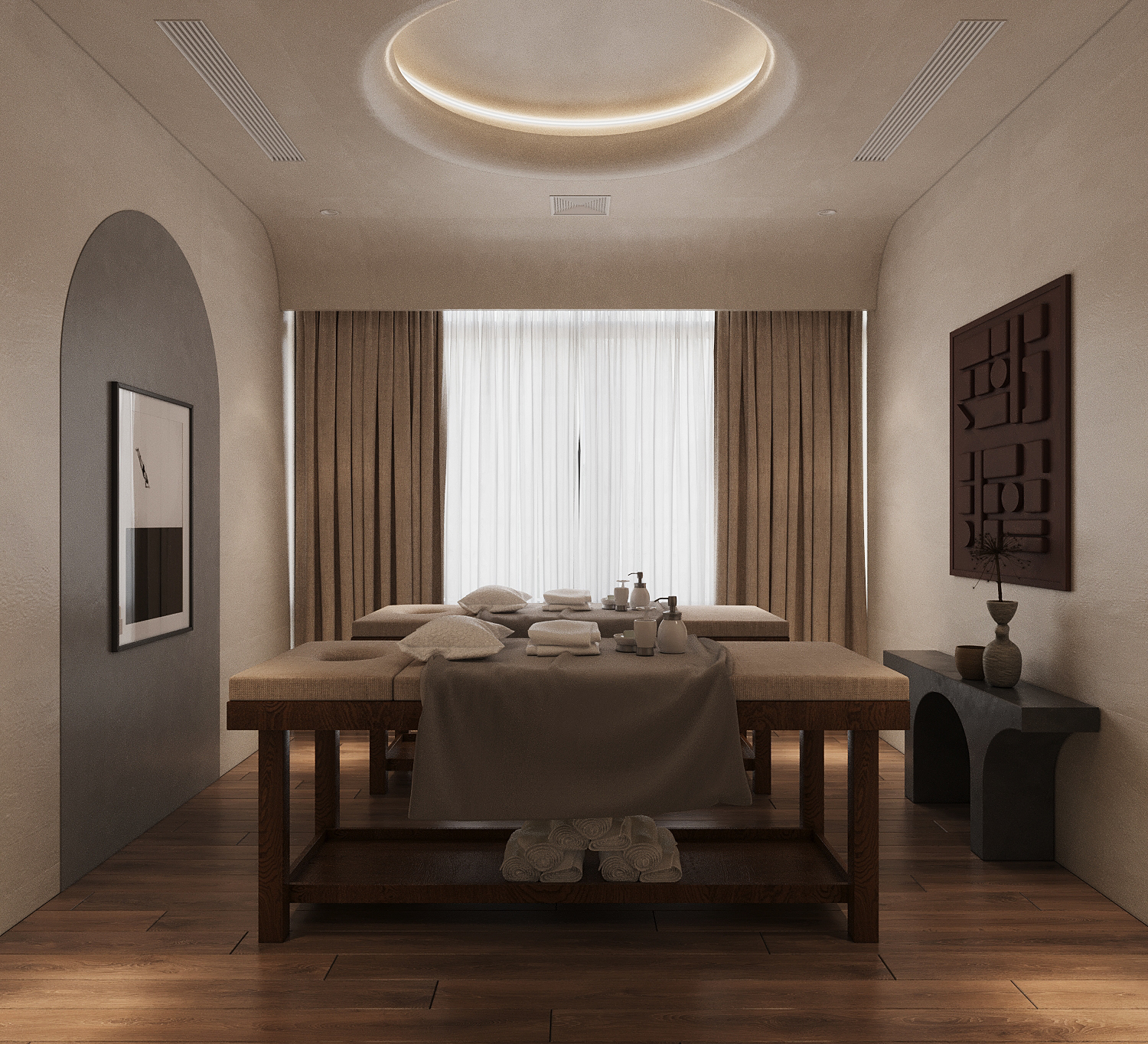 Phụ kiện trang trí tượng gốm kết hợp với đèn vàng độc đáo