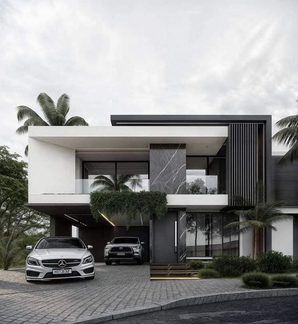 Gam màu trắng đen đối lập giúp biệt thự hiện đại thể hiện rõ cá tính độc đáo của gia chủ