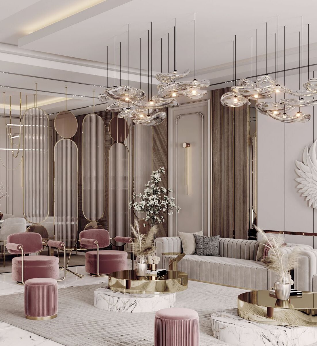 Nội thất sofa giúp gia chủ có một phòng khách Tân Cổ Điển với không gian thư giãn, tiện nghi