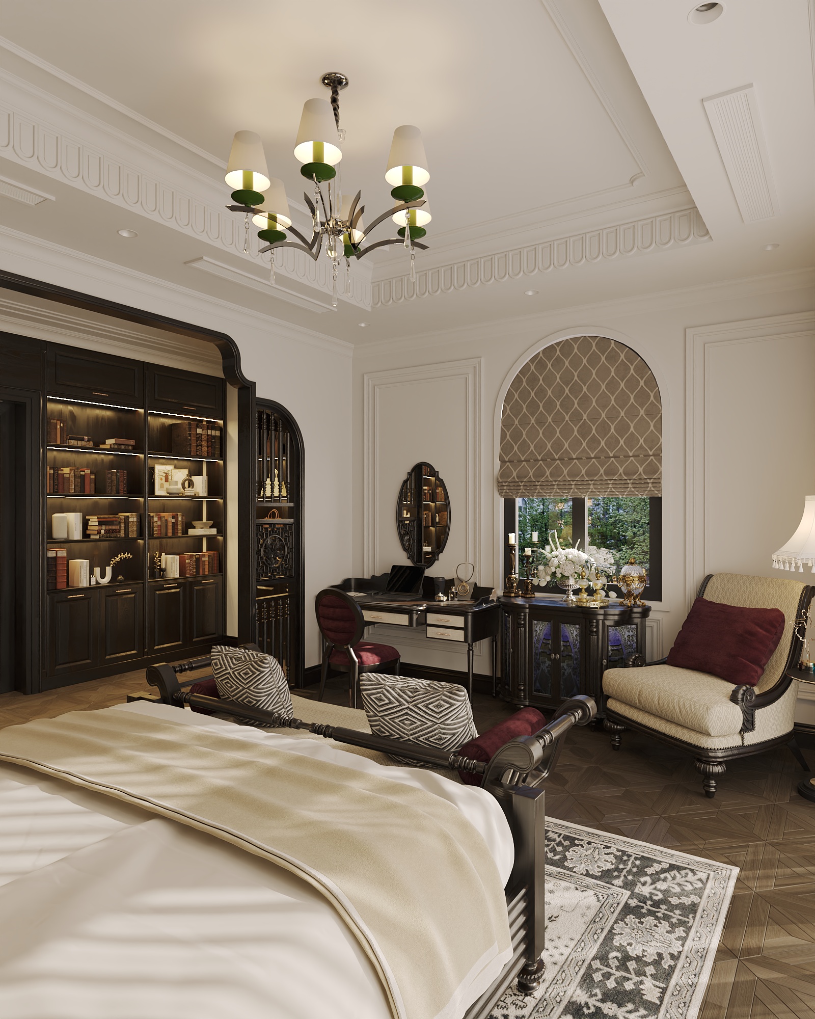 Thiết kế đèn chùm được đặt xuyên suốt các gian phòng của Lotus Villa