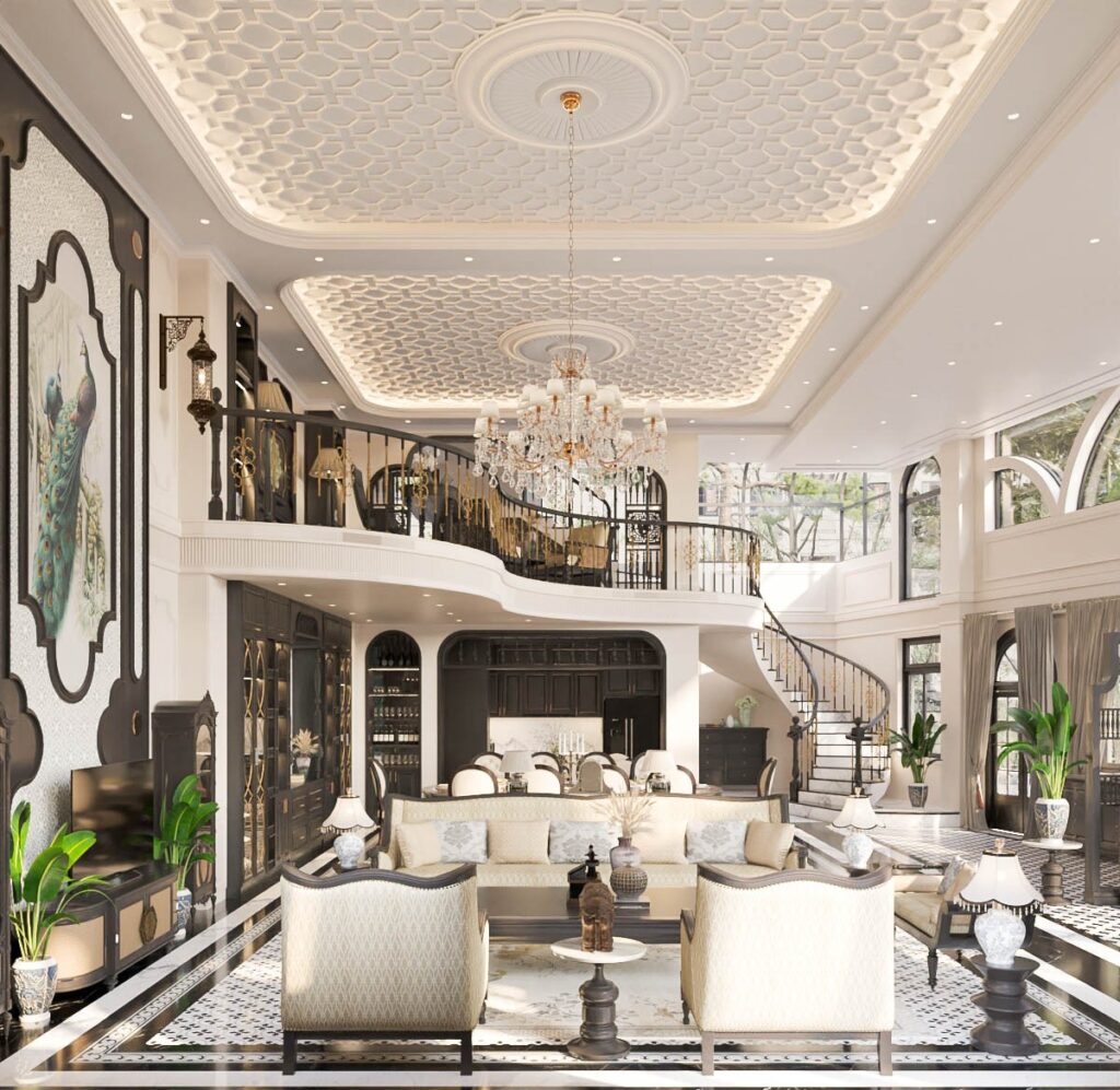 Vẻ đẹp dịu dàng, tinh tế của phòng khách biệt thự Indochine Lotus Villa