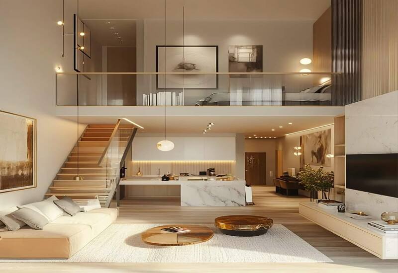 Nội thất căn hộ Duplex 90m2 3 phòng ngủ hiện đại sang trọng tinh tế