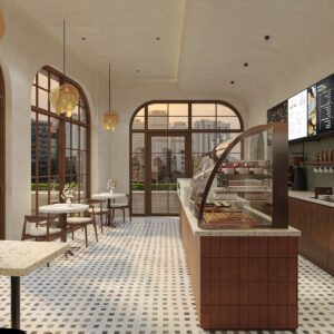 Một thiết kế quán cafe với không gian gốm mosaic do IMA Việt Nam thực hiện.