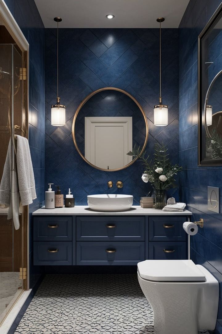 Tường ốp mosaic phản chiếu ánh sáng lung linh, mang đến cảm giác thư giãn