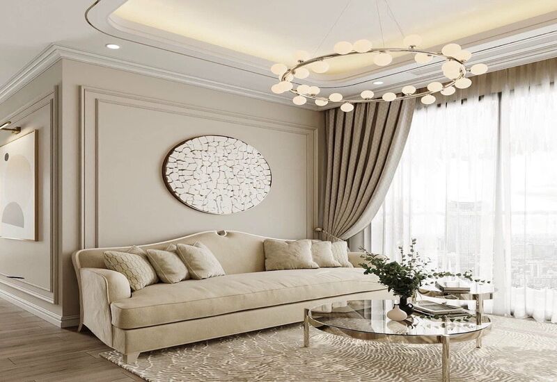 Bộ sofa màu kem mang đến cảm giác nhẹ nhàng và tinh tế