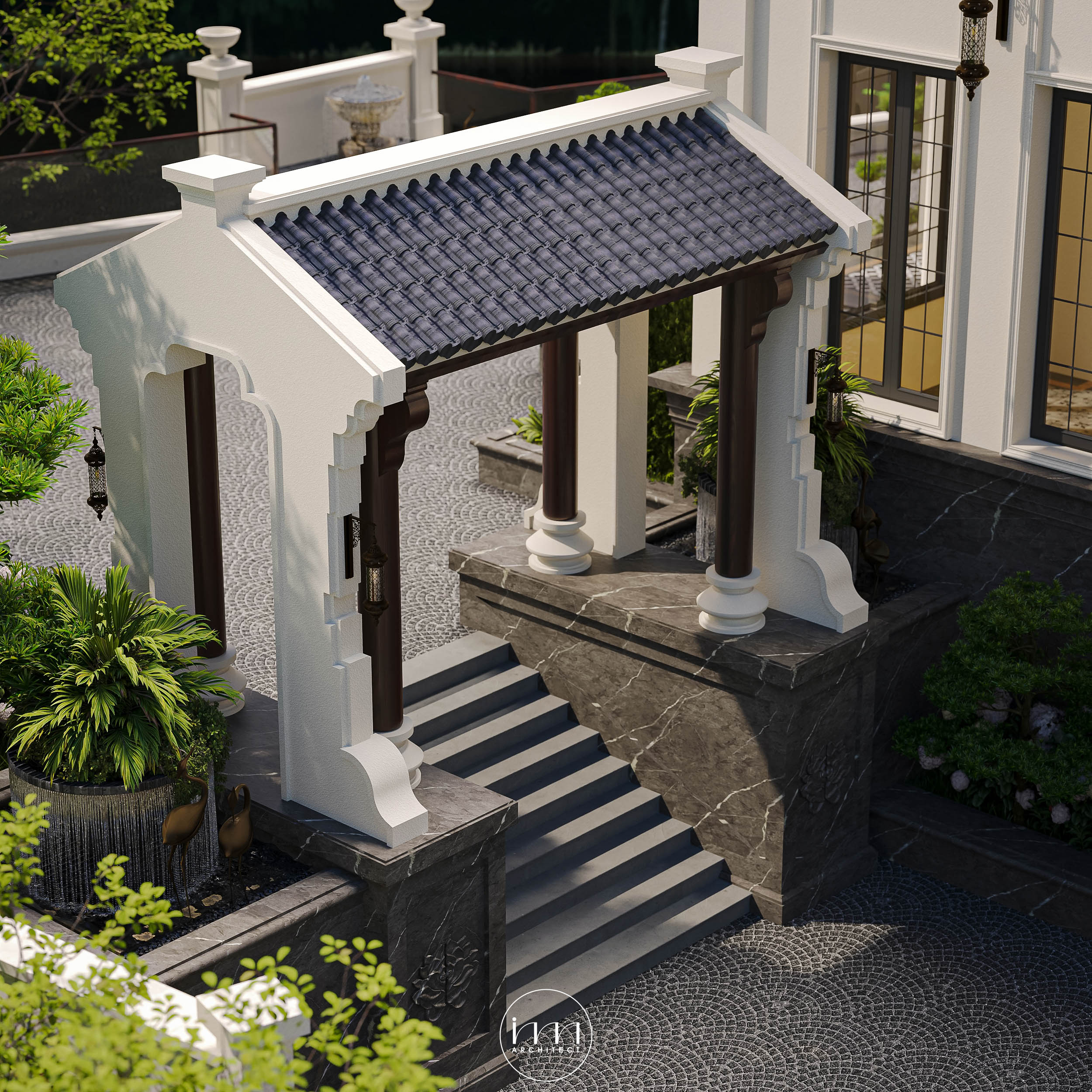 Từ ngói âm dương, IMA Việt Nam khơi dậy vẻ đẹp nguyên bản của văn hóa Việt trong công trình Sam Villa.