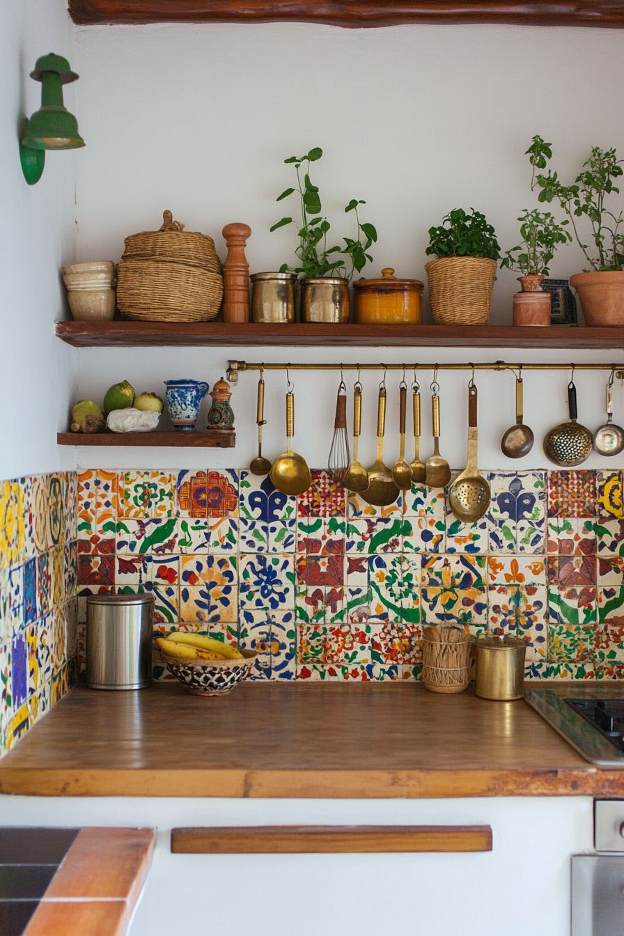 Căn bếp nhỏ vẫn có thể trở nên nổi bật khi sử dụng mosaic sáng màu, giúp không gian thêm thoáng đãng và tinh tế.