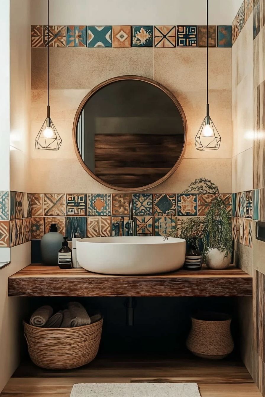 Hốc tường ốp mosaic nhỏ gọn nhưng đầy tính thẩm mỹ.