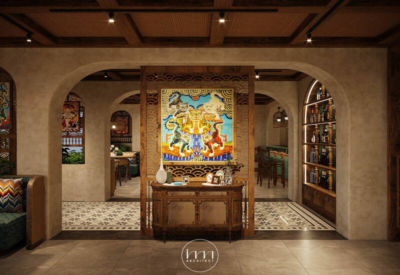 Mẫu thiết kế nhà hàng L’tabert Restaurant ấn tượng khi sử dụng tranh Ngũ Hổ