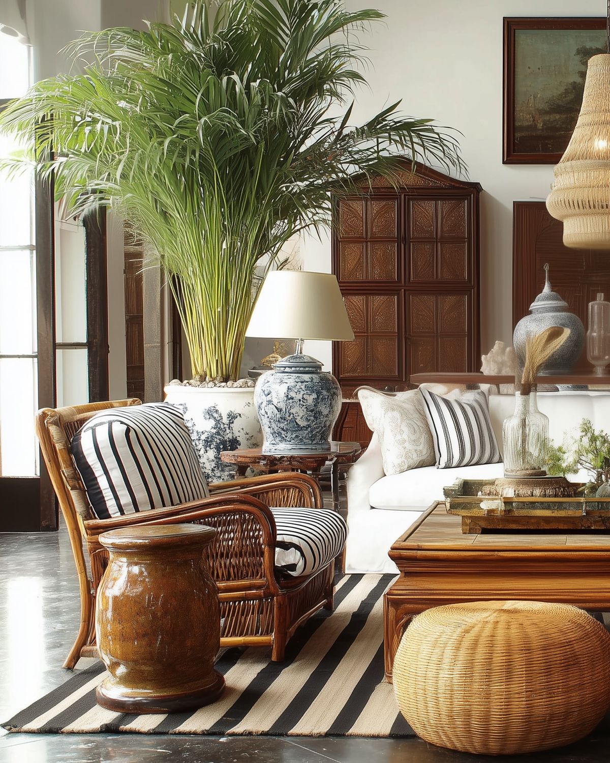 Không gian Indochine với nội thất mây tre: thanh thoát, nhẹ nhàng, đầy bản sắc.