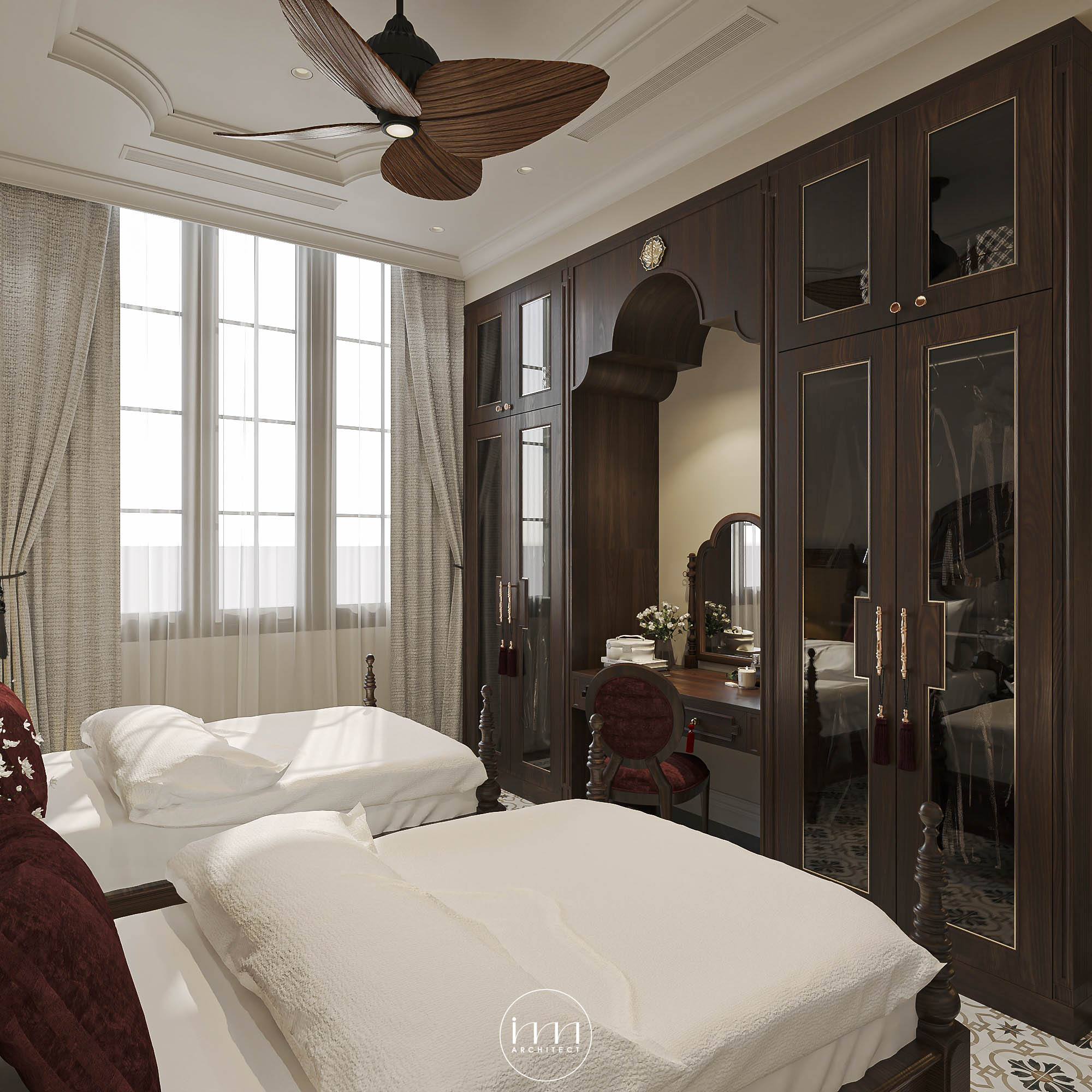Cửa sổ được ưu tiên thiết kế trong mọi căn phòng của nhà vườn Indochine