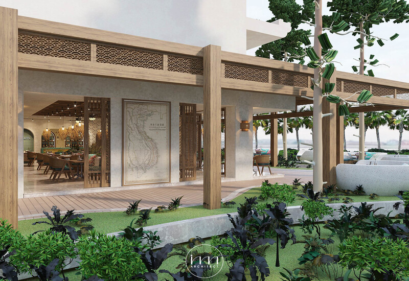 Mẫu thiết kế nhà hàng Platinum Restaurant nổi bật với lối kiến trúc gần gũi thiên nhiên