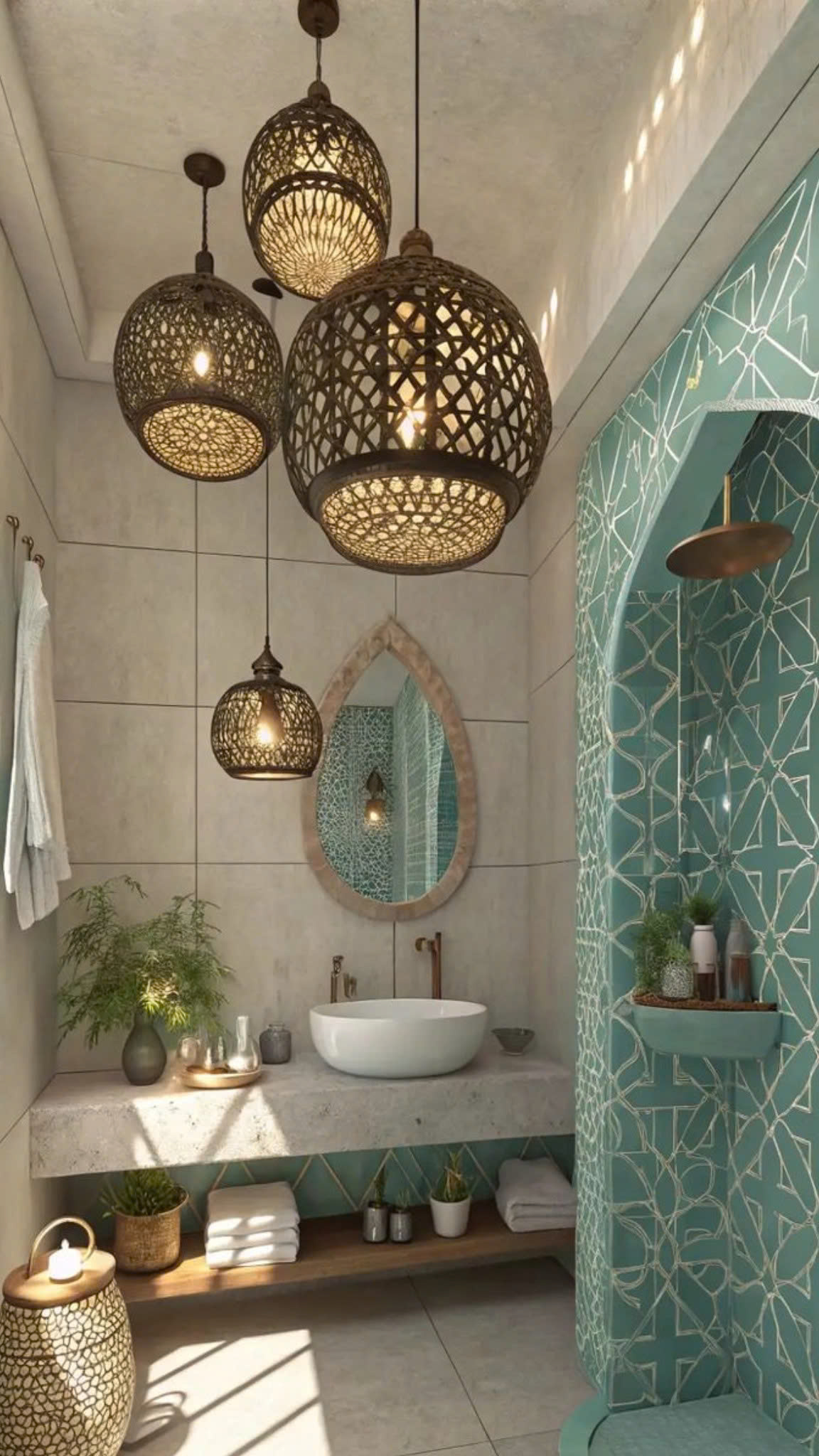 Ốp tường phòng tắm bằng mosaic tạo nên điểm nhấn mềm mại và uyển chuyển.