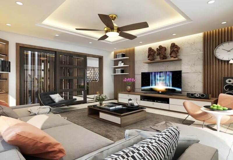 Thiết kế nội thất phòng khách của công ty nội thất Fuhome